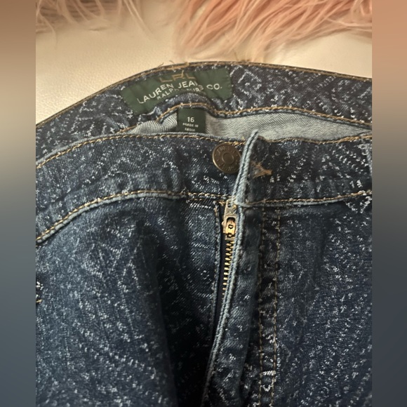 Lauren Ralph Lauren Blue Diamond Print Modern Skinny Medium Wash Size 16 - Picture 7 of 14